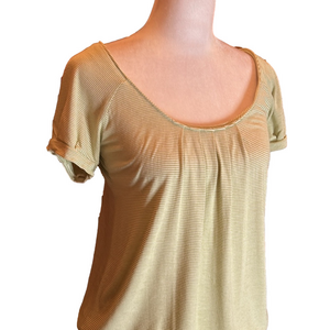 BANANA REPUBLIC Factory Lime Green & White Striped Top Size XS